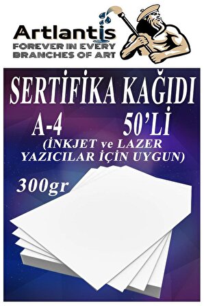 A4 Sertifika Kağıdı Kalın 50 Adet Gramajlı Fotokopi Kağıdı 300 gr Tüm Yazıcılara Uyumlu 21x29.7 cm Kalın Baskı Kağıdı