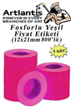 Fiyat Etiketi Pembe 800'lü 5 Paket 12x21mm Fosforlu Pembe Fiyat Etiketi Mx-5500 M5500 Hg979 Motex Etiket Makinesi Yedeğiart