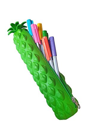 Silikon Ananas Kalemlik 1 Adet Silikon Kalem Kutusu Eğlenceli Sevimli Ananas Figürlü Hediyelik Kalemlik