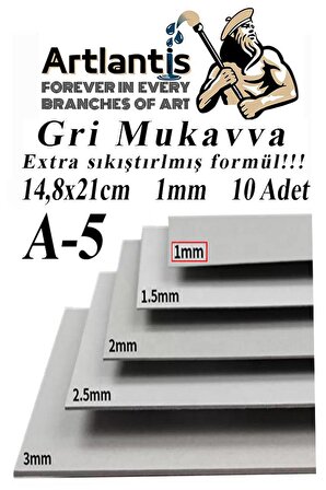 A5 Mukavva Gri 1.0mm 10 Adet 1 Paket 14,8x21 cm A-5 Mukavva 1,0 mm Kalınlığında A-5 Mukavva