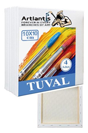 Tuval 10x10 Astarlı Kare Mini Tuval 4 Adet Resim Tuvali 10*10 Tual Akrilik Boya Yağlı Boya İçin İdeal