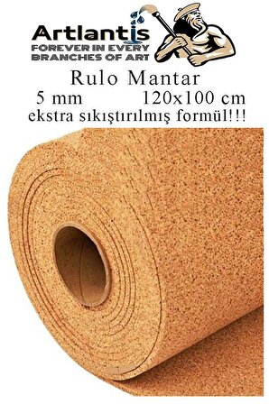 Rulo Mantar 5 mm 120x100 cm 1 Adet 5 mm Kalınlığında 120x100 cm Rulo Mantar Pano 