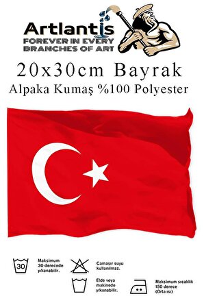 Bayrak 20x30 cm Türk Bayrağı Kumaş 1 Adet Alpaka Kumaş Bez Bayrak Kaliteli Türk Bayrağı Kırmızı Beyaz Bayrak