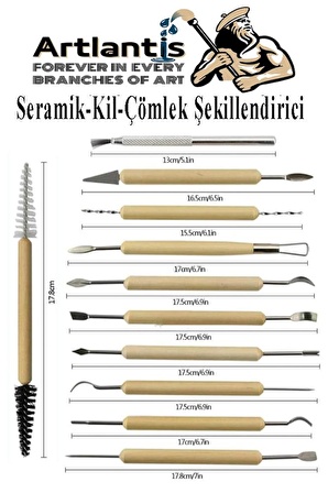 Seramik ve Çömlek Şekillendirme Seti Ebeşuar 16 Parça 1 Paket Kil Modelaj Modelleme Heykel Şekillendirici Hobi Sanatsal