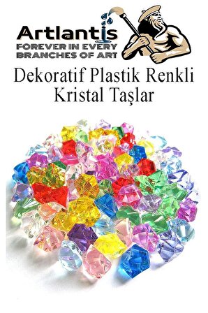 Dekoratif Plastik Renkli Kristal Taşlar 45 li 1 Paket Elmas Taşlar Oyuncak Değerli Taşlar