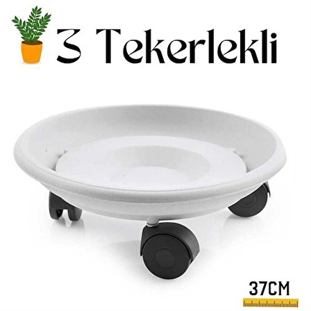 Tekerlekli Saksı Altlığı 37 cm BEYAZ