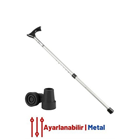 Gri Yükseklik Ayarlanabilir Metal Baston