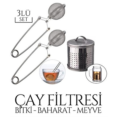 3 lü Kıskaçlı Bitki Meyve Çay Filtresi