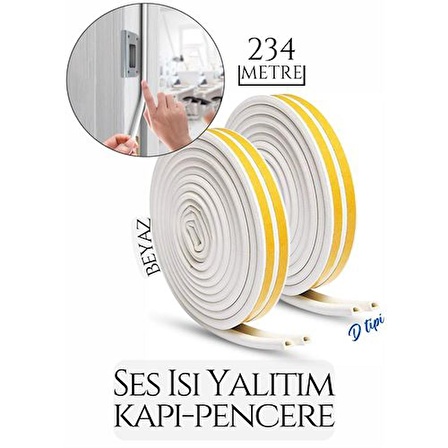 150+84 METRE D Tip Kapı Pencere Ses Isı Yalıtım Bandı EPDM Kauçuk 