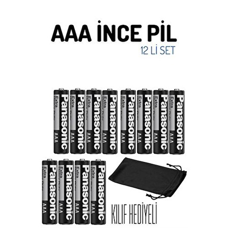 AAA İnce Kalem Pil Kılıfında 12 li Set