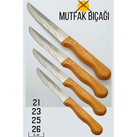 Mutfak Ekmek Bıçağı Ahşap Sap 4 Boy Set