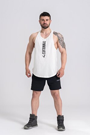 Gymwolves Erkek Spor Atleti Krem | Workout Tanktop | Comfortable Serisi