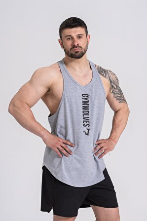 Gymwolves Erkek Spor Atleti Gri | Workout Tanktop | Comfortable Serisi
