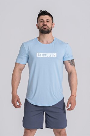Gymwolves Erkek Spor Tişört Açık Mavi | Workout T-Shirt