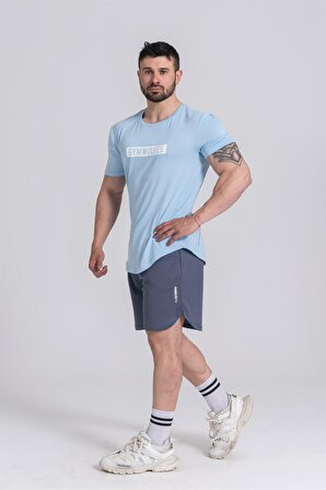 Gymwolves Erkek Spor Tişört Açık Mavi | Workout T-Shirt