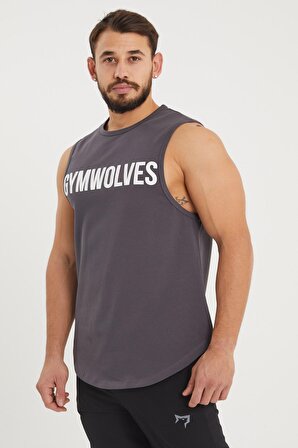 Gymwolves Erkek Kolsuz Tişört Füme | Erkek Spor T-shirt | Workout Tanktop