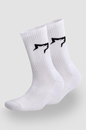 Gymwolves Atlatik Spor Çorap Beyaz | 3 Lü Paket | Unisex Çorap | Sock