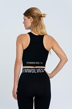 Gymwolves Kadın Halter Yaka Dikişsiz Spor T-Shirt | Crop Tops |