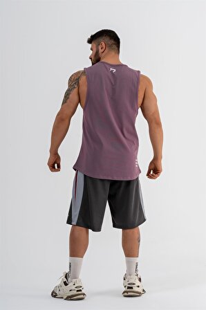 Gymwolves Erkek Kolsuz T-Shirt | Erkek Spor T-shirt | Mor | Workout Tanktop | Never Give Up |