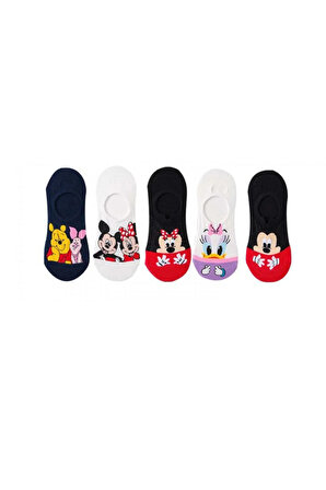 5'li Disney Çizgi Film Karakterleri Sneaker Çoraplar Çok Renkli