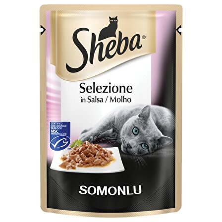 Sheba Pouch Somon Balıklı Yetişkin Kedi Konservesi 85 Gr