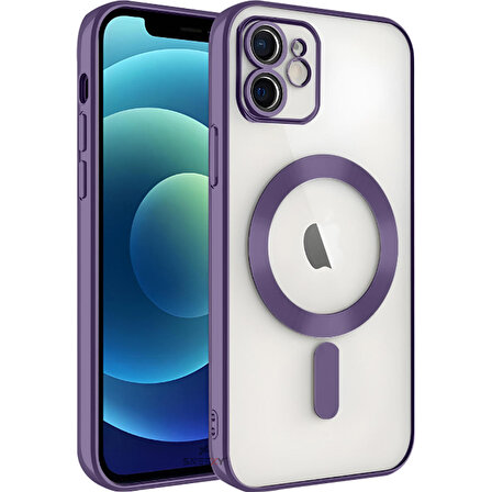 Sneezy İphone 11 İle Uyumlu Reflect Line MagSafe Uyumlu İnce Tasarım Kapak