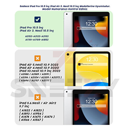 Apple iPad Air 3 / Pro 10.5 İnç Uyumlu Soft Safe Arkası Silikon Smart Tablet kılıfı