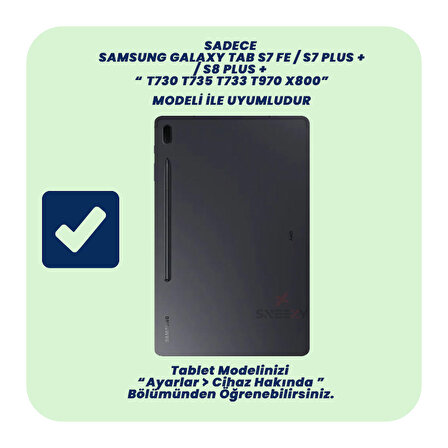 Samsung Tab S7 FE SM-T733-T735 12.4 İnç Uyumlu StyleTech Bluetooth Klavyeli Çok Yönlü Kılıf