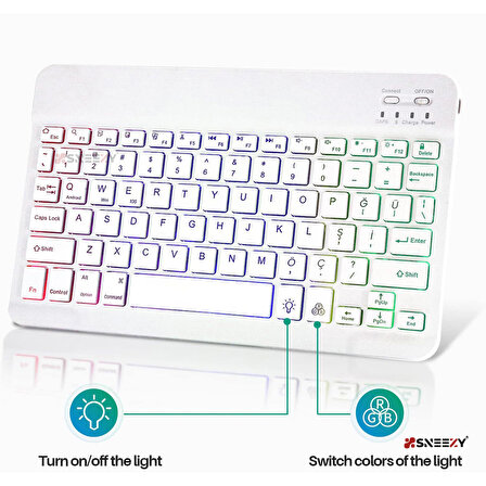 Lenovo Tab M11 tüm seri RGB Işıklı Bluetooth & Wireless Türkçe Klavye Mouse Seti