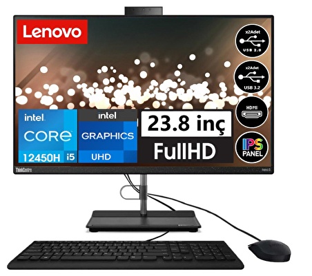 Lenovo ThinkCentre neo 30a 23.8 Intel® Core™ i5-12450H 32gb 512gb SSD 23.8" Windows11Pro AIO Masaüstü Bilgisayar 112CE0088TX42+WeblegelsinUsbBellek