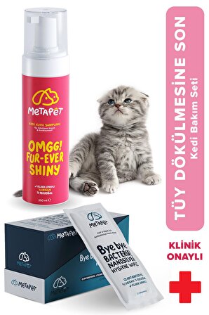 Kedi Tüy Dökülmesi Önleyici, Şampuanı ve Nano Gümüş Hijyen Sağlığı, Kedi Tüy Bakım Ürünleri Seti