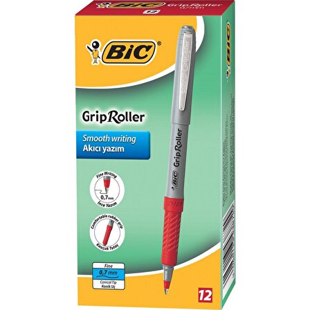 Bic Grip Roller 0.7mm Kalem 12'li Kutu - Kırmızı