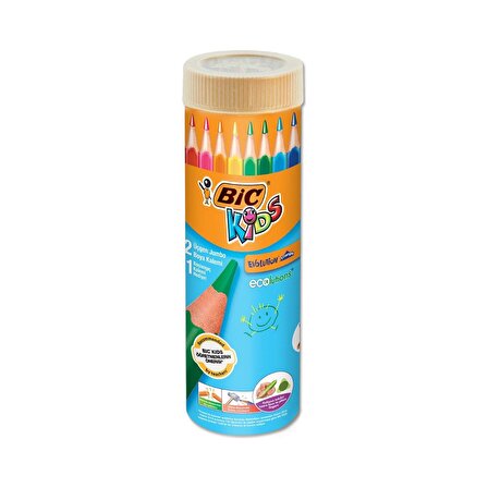 Bic Kids Evolution Üçgen Jumbo Kuru Boya Kalemi 12+1'Li Metal Tüp