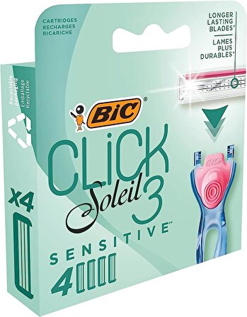 BIC Soleil Click Sensitive 4'lü Yedek Kadın Tıraş Bıçağı-Yedek Kartuş