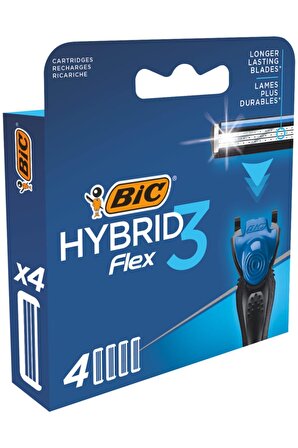 BIC Flex 3 Hybrid Erkek Tıraş Bıçağı - 1 Sap ve 4 Başlık - 1 Paket
