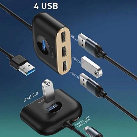 Baseus 1MT 4in1 USB HUB Adaptör USB3.0 TO USB3.0*1+USB2.0*3 Yüksek Hız Veri Tranferi USB Çoğaltıcı