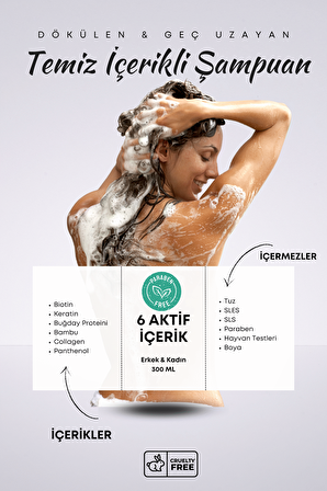 Ql 6 Aktifli Şampuan Dökülme Karşıtı Geç Uzayan Saçlar Tuzsuz Parabensiz Sülfatsız Hızlı Saç Uzatma