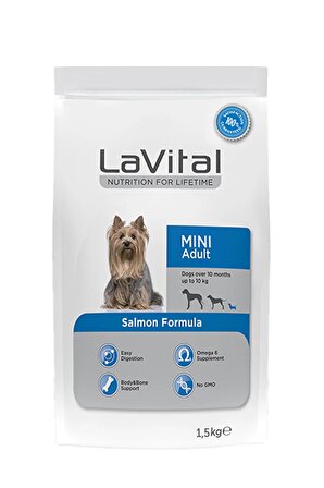 lavital mini adult somon 1,5kg yetişkin ufak ırk köpek maması salmon formula