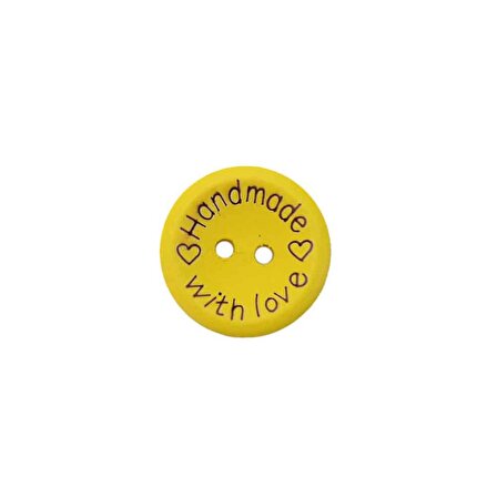 Renkli Handmade Yazılı Ahşap Düğme 20 MM (10 Adet)