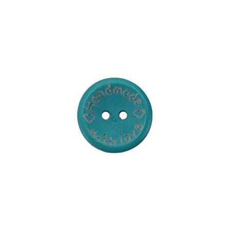 Renkli Handmade Yazılı Ahşap Düğme 20 MM (10 Adet)