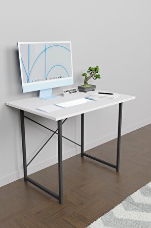 60x90 Çalışma Masası Metal Ayaklı Ders Çalışma Ofis Masası Beyaz
