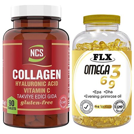Ncs Collagen 1000 Mg 90 Tablet & Flx Omega 3-6-9 90 Tablet