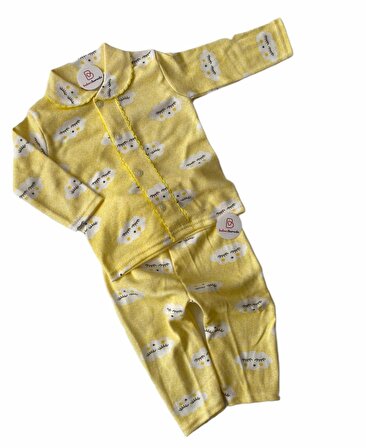 Bebeciburada Pamuklu Bulut Desenli Kız Ereke Bebek Pijama Takım