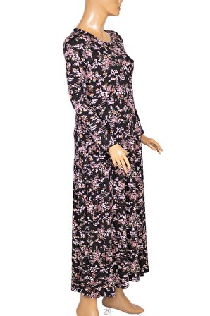 Barem Kadın Funda Beli Baseni Büzgülü Çıtır Çiçekli Elbise