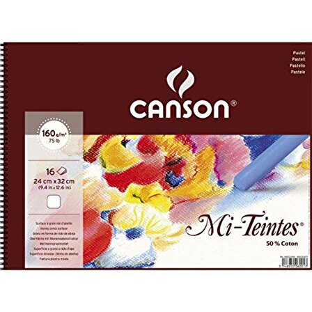 Canson Mi-Teintes Beyaz Pastel Defteri Spiralli 16 Yp 160g 24x32