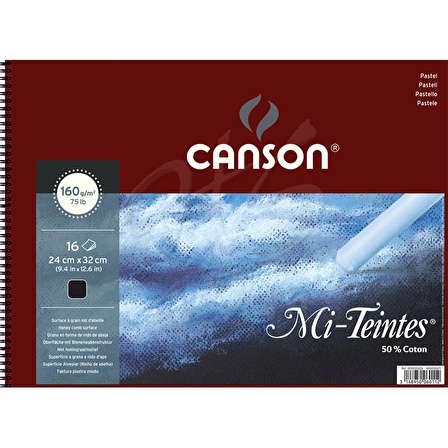 Canson Mi-Teintes Siyah Pastel Defteri Spiralli 16 Yaprak 160g 24x32