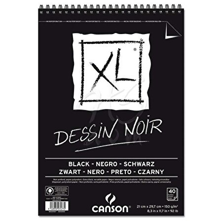 Canson XL Dessin Noir Siyah Çizim Bloğu 150g A4