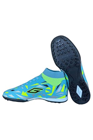 Çoraplı Bilekli Boğazlı Krampon Halı Saha Futbol Ayakkabısı Su Yeşili