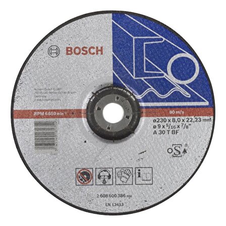 Bosch - 230*8,0 mm Expert Serisi Bombeli Metal Taşlama Diski (Taş) - 2608600386