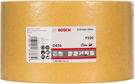 Bosch zımpara C470 Best for Wood and Paint kağıt zımpara 115mm x 50m 100 Kum (2 608 608 734)